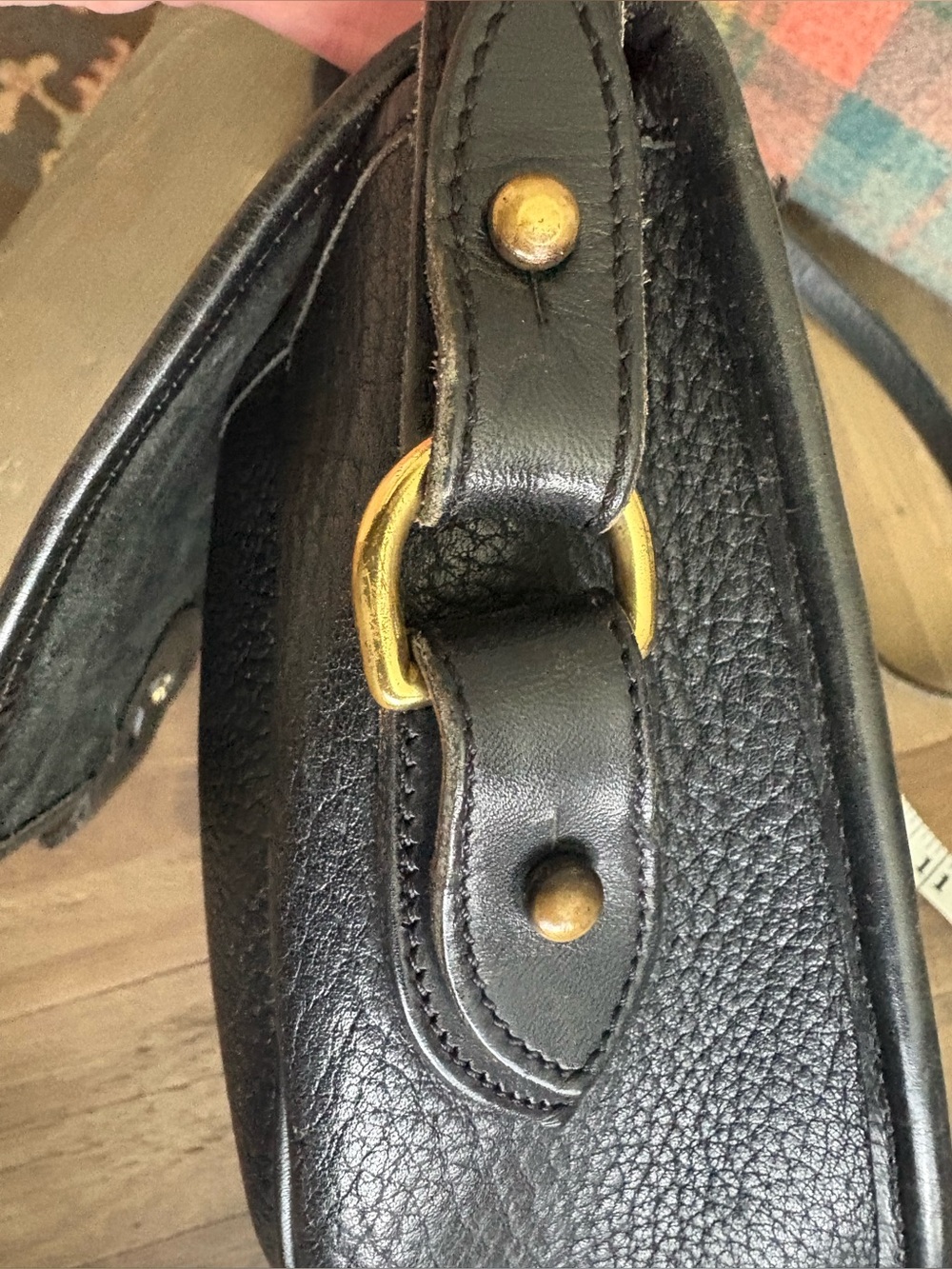 🦆 Rare Vintage Dooney & Bourke AWL Black Pebbled Leather Calvary Bag USA - Picture 9 of 14